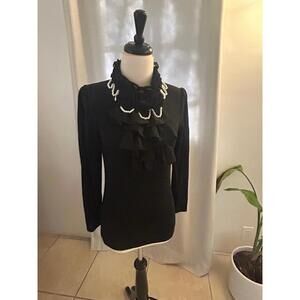 PARK BYK Korea Black Cotton Pearl Ruffle Top Small – Goth Coquette Dollcore